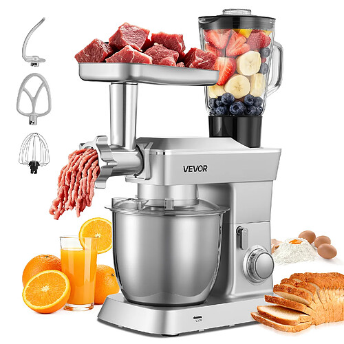 VEVOR SM-1532BM - Silver / 4,3 L - 1300 W - 6 vitesses + Pulse.