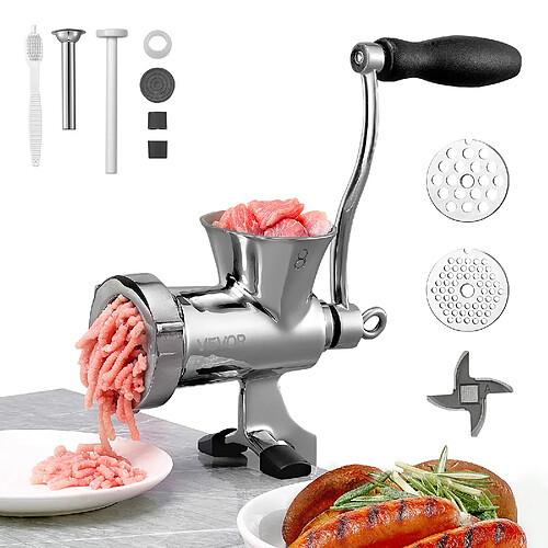 VEVOR #8 - Silver - Inox 304 - 2 plaques 4,5 mm et 8 mm - Serre-joint de table - Poussoir et tube à saucisses - Compatible lave-vaisselle
