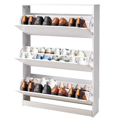 VEVOR KLSC03 - Blanc - 3 tiroirs rabattables - 800 x 220 x 1165 mm - Anti-basculement - Panneaux de particules