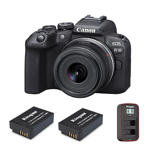 Canon EOS R10 Kit 18-45mm + 2 Kingma Batteries LP-E17 & Chargeur USB Double