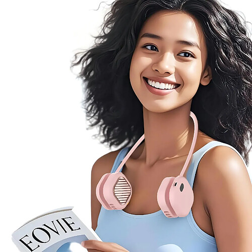 ByteLike Ventilateur de cou rose portable double flux