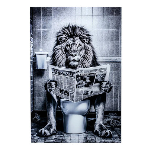 Paris Prix Tableau Déco en Verre Lion 80x120cm Noir & Blanc