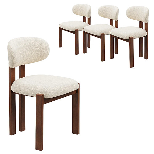 Smartue Lot de 4 chaises de salle à manger beige