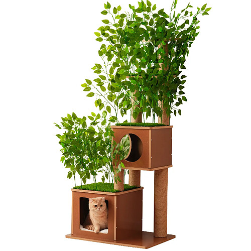 HOMAIRE Arbre à chat MDF vert 68 x 45 x 175 cm
