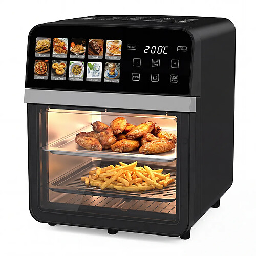 TODIMART Friteuse sans huile 10L 1800W, fenêtre visible avec éclairage, 8 programmes, température 80-200?°C