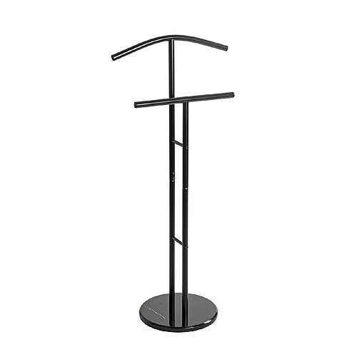 Pegane Valet de nuit en tube d'acier et socle rond effet marbre noir - L. 48 x H. 105 x P. 30 cm