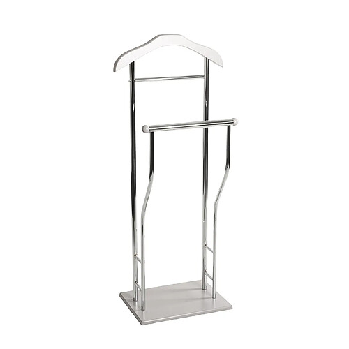 Pegane Valet de nuit en métal chromé avec cintre integré - L. 40 x P. 30 x H. 110 cm