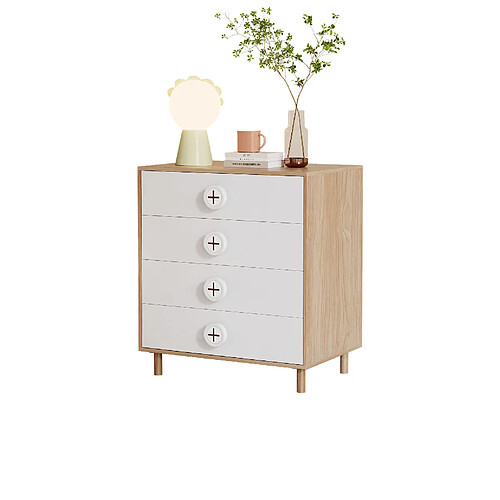 modfu Commode 4 tiroirs 80x54x90 cm Naturel et Blanc