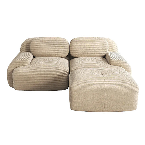 modfu Canapé d'angle modulaire beige en corduroy 208x178x70 cm sans montage