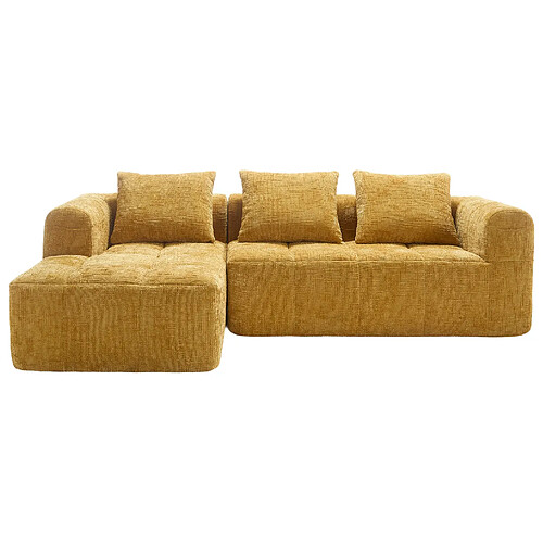 modfu Canapé d'angle 3 places en chenille 250 x 158 cm jaune