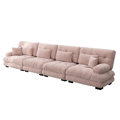 modfu Canapé d'angle modulaire 4 places rose poudré, chenille