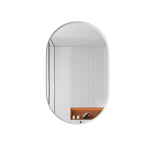 modfu Armoire miroir ovale blanche 85 x 51,5 x 12 cm, murale ou encastrée