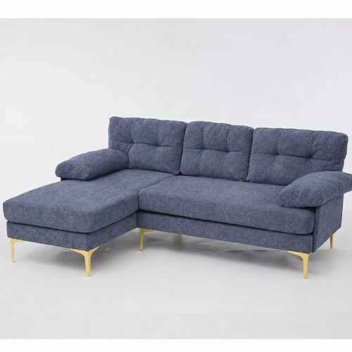 modfu Canapé d’angle 3 places 187,5 cm bleu, chaise réversible