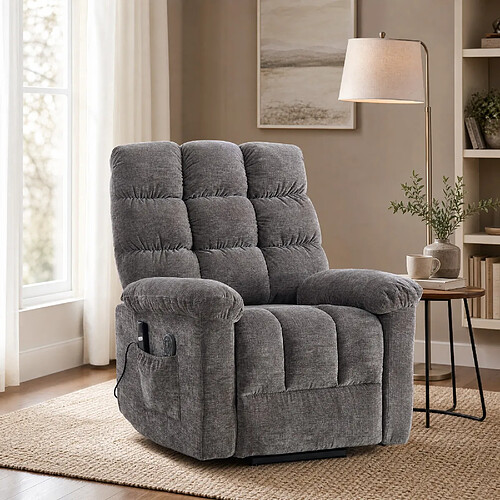 modfu Fauteuil releveur électrique massage chauffant gris 83x99x103 cm