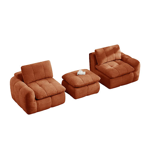 modfu Canapé d’angle modulable 2 places 194 cm Orange, avec ottoman