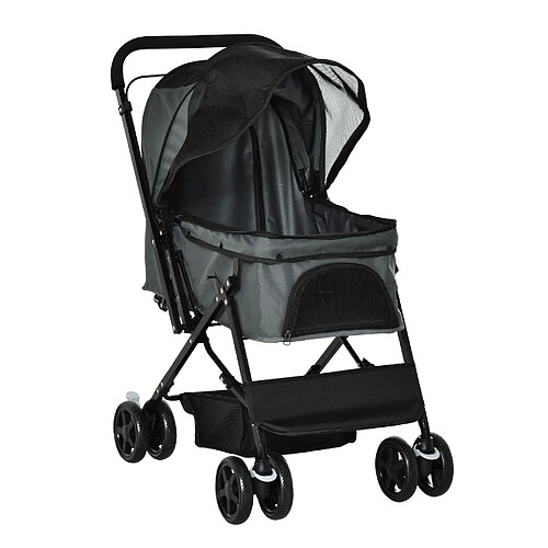 MIVRAY Poussette pour animaux pliable 76,5 x 52 x 95 cm gris foncé