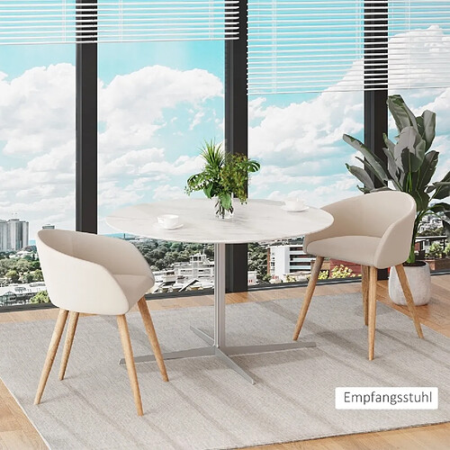 MIVRAY Lot de 2 chaises de salle à manger beige rembourrées, pieds en bois