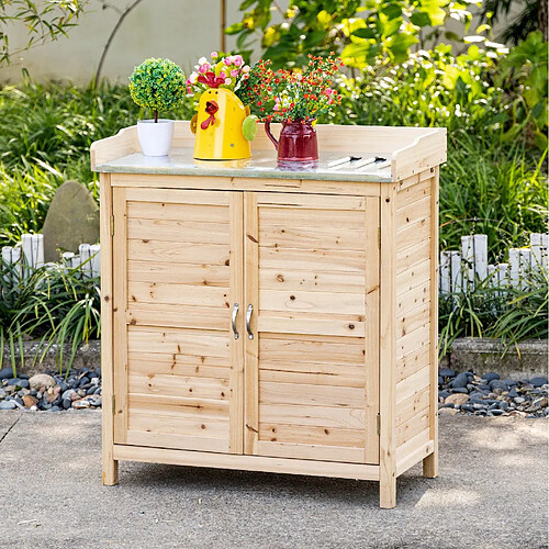 MIVRAY Armoire de jardin en bois naturel 83 x 40 x 92 cm