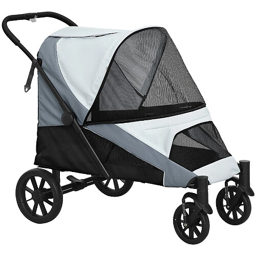 MIVRAY Poussette pliable pour animaux jusqu'à 30 kg, grise