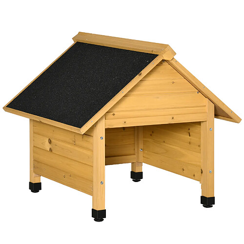 MIVRAY Carport pour robot tondeuse en bois jaune 75 x 76 x 70 cm