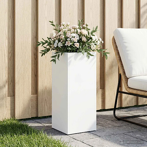 vidaXL Cache-pot de jardin Blanc 20 x 20 x 40 cm Acier laminé à froid