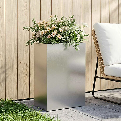 vidaXL Cache-pot de jardin Argenté 50 x 30 x 75 cm Acier inoxydable