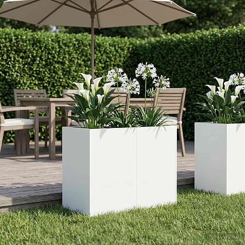 vidaXL Cache-pot de jardin Blanc 80 x 40 x 60 cm Acier laminé à froid