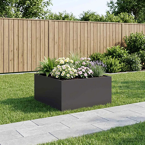 vidaXL Cache-pot de jardin Noir 80 x 80 x 40 cm Acier laminé à froid