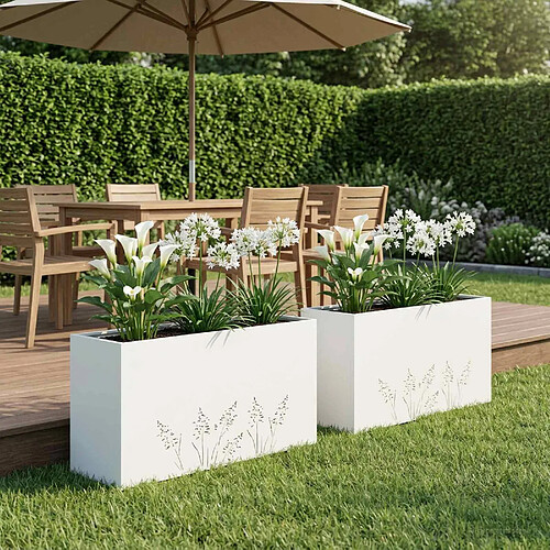 vidaXL Cache-pot de jardin 2 pc Blanc 100 x 30 x 49 cm