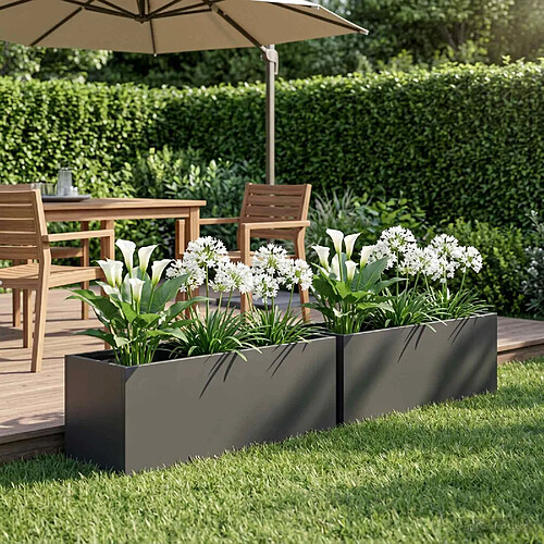 vidaXL Cache-pot de jardin 2 pc Noir 60 x 20 x 20 cm