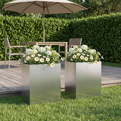 vidaXL Cache-pot de jardin 2 pc Argenté 40 x 30 x 40 cm