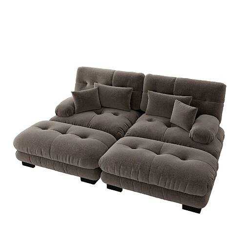 OKWISH Canapé 2 places Cloud en chenille marron avec 4 coussins