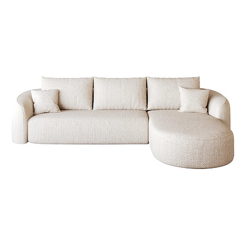 OKWISH Canapé d'angle modulable 4 places 266 cm en chenille blanc