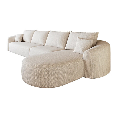 OKWISH Canapé d'angle modulable 5 places en chenille blanc 336 cm