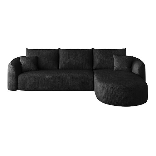 OKWISH Canapé d'angle en L 266 cm 4 places chenille noire