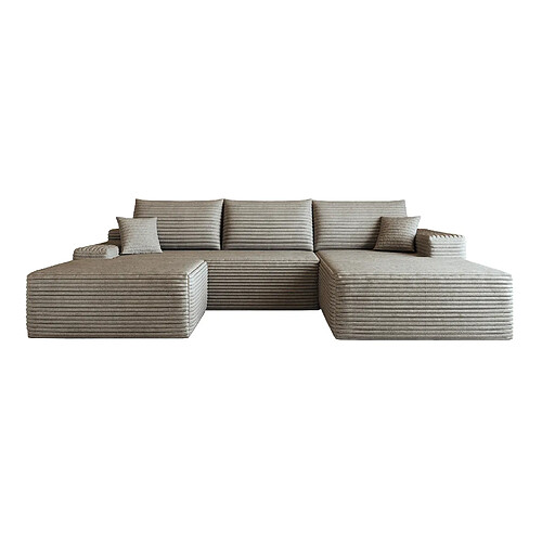 OKWISH Canapé d'angle 4 places 270 cm en tissu côtelé camel