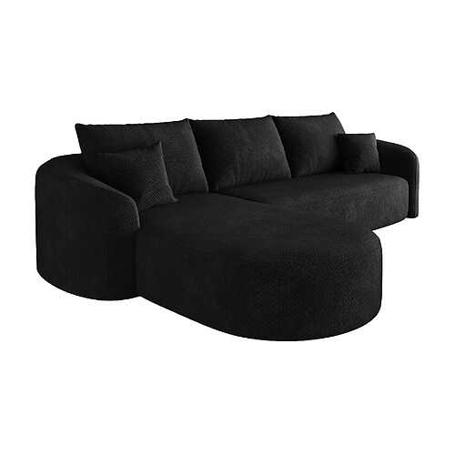 OKWISH Canapé d'angle modulable noir en chenille 266 cm, 4 places