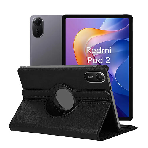 Coque rotatif en simili cuir pour Xiaomi Redmi Pad 2 9.7" 2026 - Noir - Visiodirect -