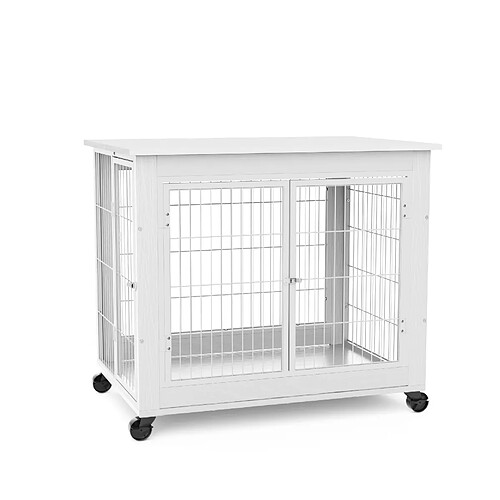 OKWISH Niche d'intérieur blanche style meuble à roulettes, 80 x 56 x 69,5 cm