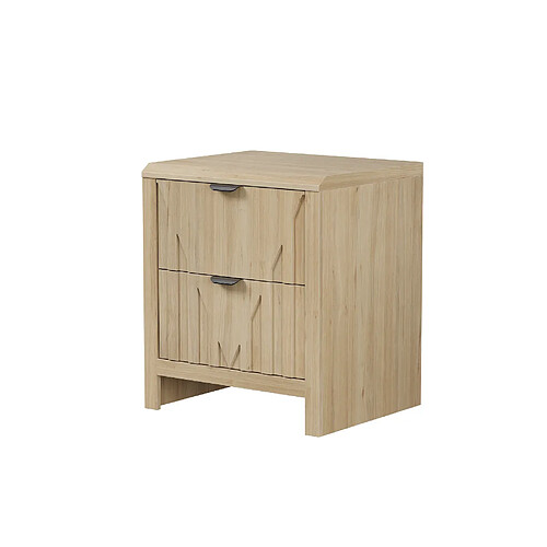 OKWISH Table de chevet 2 tiroirs effet chêne, 48 x 40 x 55,5 cm