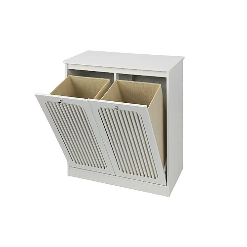 OKWISH Meuble à linge blanc à 2 compartiments, 66 x 35 x 76 cm