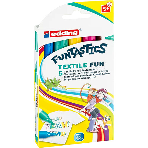 Edding Feutres textiles Funtastics - 5 pièces