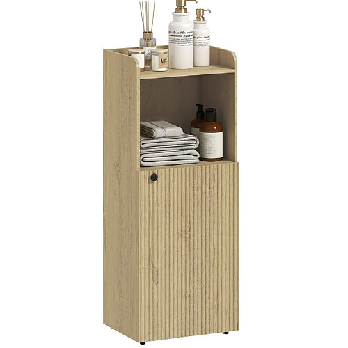 OKWISH Meuble de salle de bain à poser, chêne clair, 40 x 31 x 104 cm