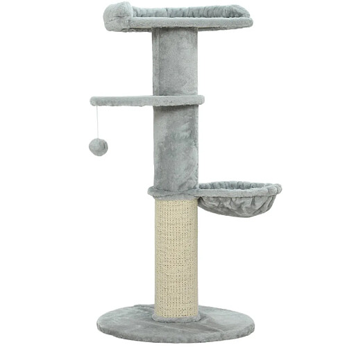 OKWISH Arbre à chat multi-niveaux en sisal et peluche, gris clair, 103,5 cm