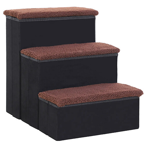 OKWISH Escalier pliable pour animaux à 3 marches, noir, 40 x 54 x 48 cm