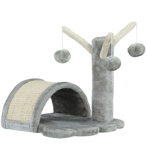OKWISH Arbre à chat 40 cm gris clair avec niche et griffoir