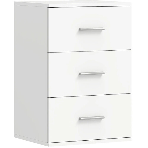 OKWISH Table de chevet blanche à 3 tiroirs en MDF, 40 x 35 x 60 cm