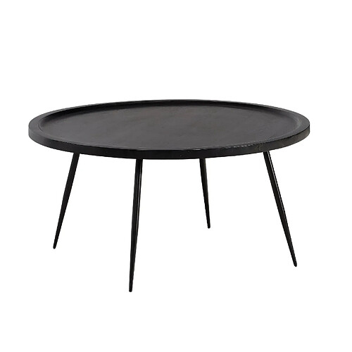 Ervesto Table basse carrée - Bois de manguier massif et métal - Noir - 75 x 75 x 38 cm
