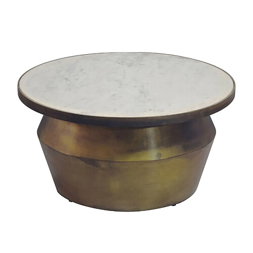Table basse Ervesto - Blanche et dorée - Marbre et fer - 60 x 60 x 31 cm