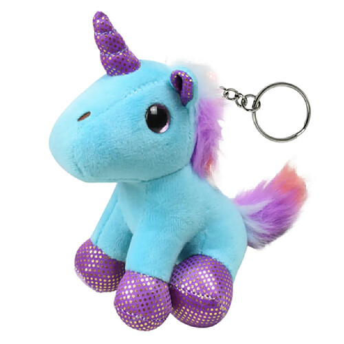 Lean Toys Licorne en peluche porte-clés anneau métallique bleu 12cm